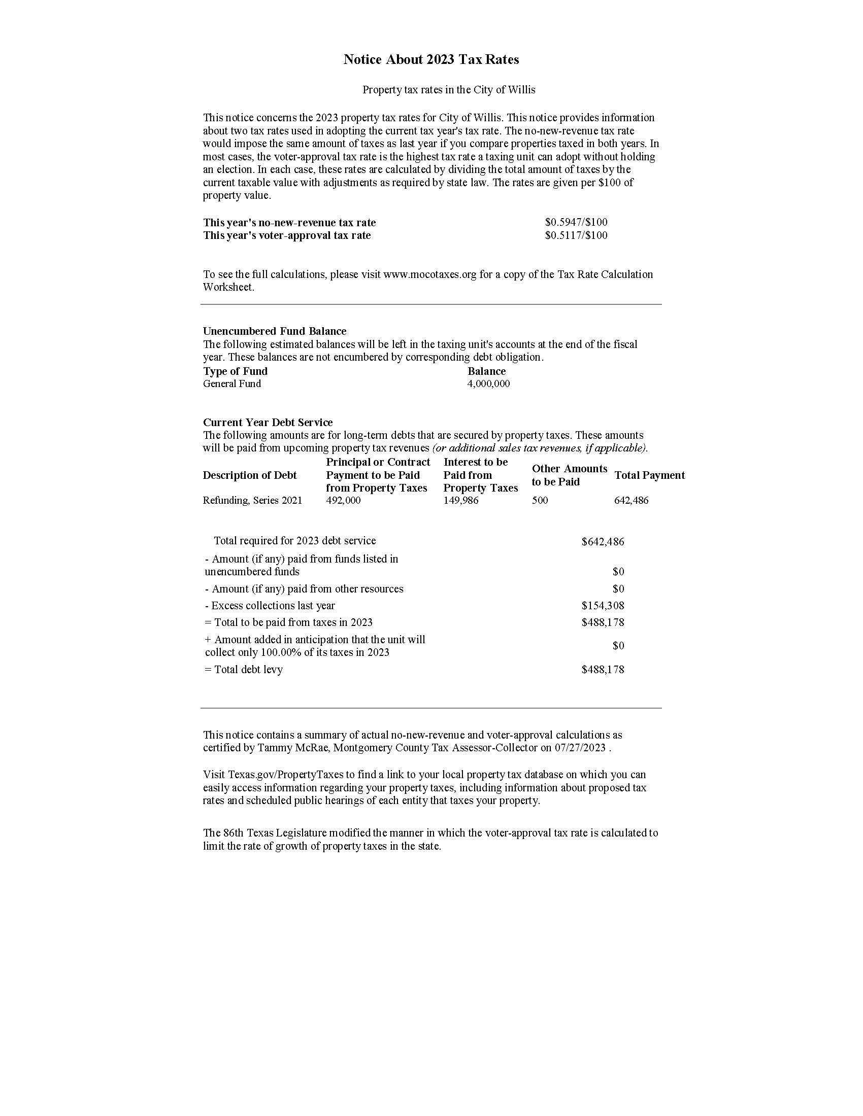 Property Tax rate 2023