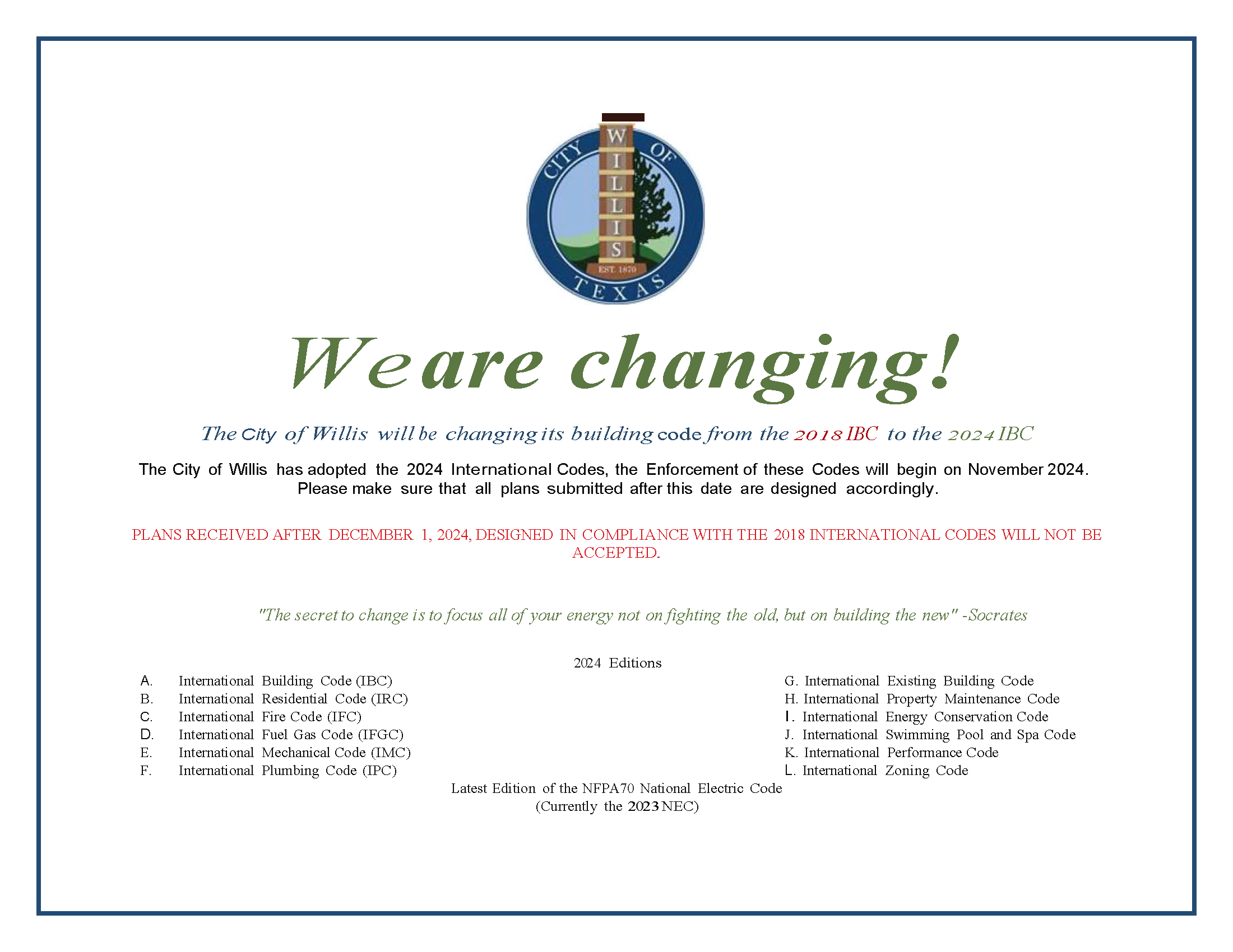 IBC code change notice 1